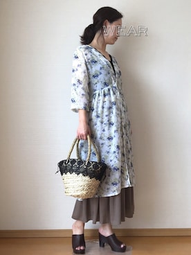 「レースタンク」｜「アイテム（シャツワンピース）」を使った、YoYuYuUさん（レディース・165cm）の夏コーディネート