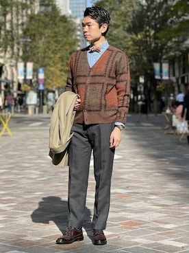「BEAMS PLUS（ビームスプラス）のアイテム（ステンカラーコート）」を使った、BEAMS PLUSさん（メンズ・175cm）の冬コーディネート