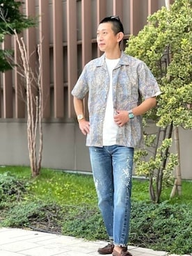 「BEAMS」｜「アイテム（スリッポン）」を使った、BEAMS PLUSさん（メンズ・175cm）の夏コーディネート