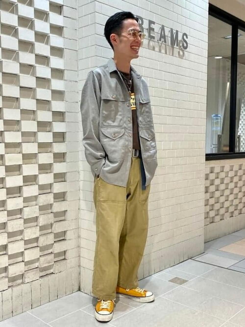 「ミリタリー、アメカジ、アウトドアスタイル、BEAMS、beams plus、ミリタリーパンツ」｜「BEAMS PLUSのBEAMS PLUS / モールツイル アドベンチャー シャツ（シャツ/ブラウス、グリーン系）」を使った、BEAMS PLUSさん（メンズ・170cm）の秋コーディネートの1枚目の写真