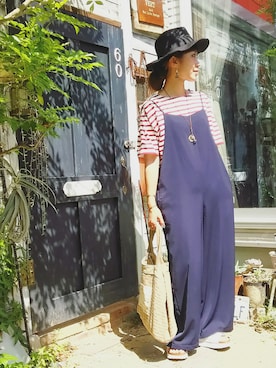 「マリンコーデ」｜「アイテム（オールインワン・サロペット）」を使った、-mai-さん（レディース・158cm）の夏コーディネート