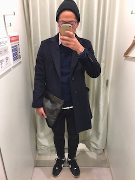 「UNITED ARROWS（ユナイテッドアローズ）のアイテム（クラッチバッグ）」を使った、m@tsuさん（メンズ・172cm）の秋コーディネート