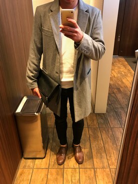 「united arrows」｜「アイテム（チェスターコート）」を使った、m@tsuさん（メンズ・172cm）の春コーディネート