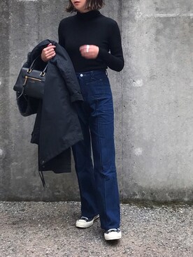 「WOOLRICH（ウールリッチ）のアイテム（その他アウター）」を使った、あさひさん（レディース・161cm）の冬コーディネート