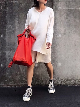 「エコバッグ」｜「アイテム（ルームウェア）」を使った、あさひさん（レディース・161cm）の夏コーディネート