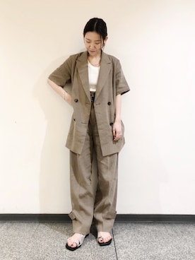 「トングサンダル」｜「アイテム（その他アウター）」を使った、ochiさん（レディース・156cm）の春コーディネート