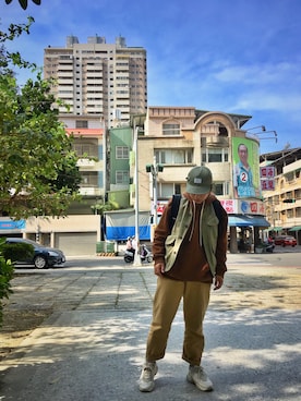 「NAVY（ネイビー）のアイテム（ブルゾン）」を使った、ChiEnさん（レディース・158cm）の秋コーディネート