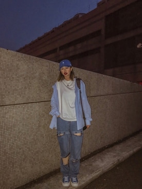 「丹寧」｜「アイテム（帽子）」を使った、wear_annさん（レディース・170cm）の春コーディネート