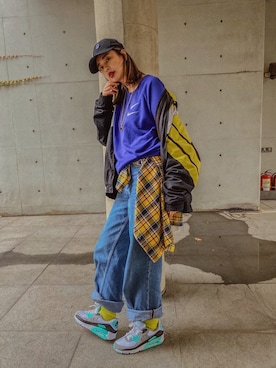 「AIR MAX」｜「アイテム（ナイロンジャケット）」を使った、wear_annさん（レディース・170cm）の冬コーディネート