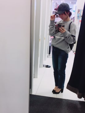 「niko and...（ニコアンド）のNEWHATTAN/ Heyキャップ（キャップ、グレー系）」を使った、HIGANOさん（レディース・154cm）の秋コーディネート