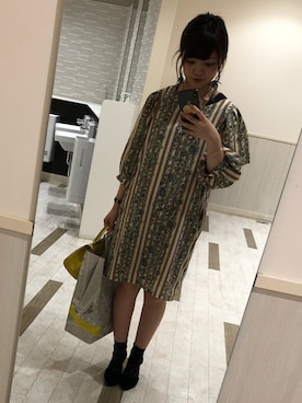 「古着のアイテム（ワンピース、その他）」を使った、HIGANOさん（レディース・154cm）の春コーディネート