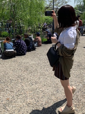 「KBF（ケイビーエフ）のスモールロゴTEE（Tシャツ/カットソー、ホワイト系）」を使った、HIGANOさん（レディース・154cm）の春コーディネート