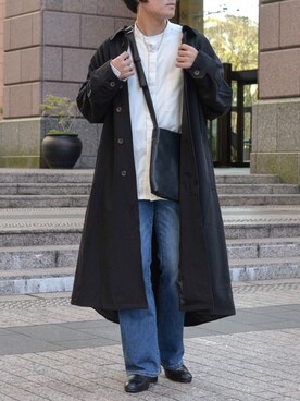 YUUGAさんの「loose soutien collar long coat/ルーズステンカラーコート」を使ったコーディネート