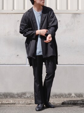 YUUGA使用「MinoriTY（【2点セット】とろみ素材長袖ドルマンビッグジャケット+テーパードパンツセットアップ）」的時尚穿搭