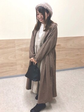 「サマンサモスモス」｜「アイテム（ステンカラーコート）」を使った、R i c eさん（レディース・153cm）の秋コーディネート