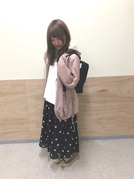 「Samansa Mos2（サマンサ モスモス）のアイテム（ナイロンジャケット）」を使った、R i c eさん（レディース・153cm）の春コーディネート