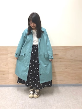 「サマンサモスモス」｜「アイテム（ステンカラーコート）」を使った、R i c eさん（レディース・153cm）の春コーディネート