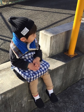 「2歳3ヶ月」｜「アイテム（ニットキャップ/ビーニー）」を使った、NOSUKE◝( ˙ ꒳ ˙ )◜さん（キッズ・80cm）の冬コーディネート