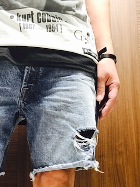 「ヴィンテージロックTシャツ」｜まぁ坊さん（メンズ・178cm）の夏コーディネート