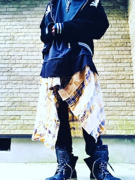 「RICK OWENS」｜「アイテム（その他アウター）」を使った、まぁ坊さん（メンズ・178cm）の秋コーディネート