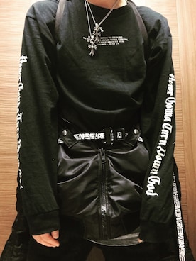 「chromehearts」｜まぁ坊さん（メンズ・178cm）の冬コーディネート