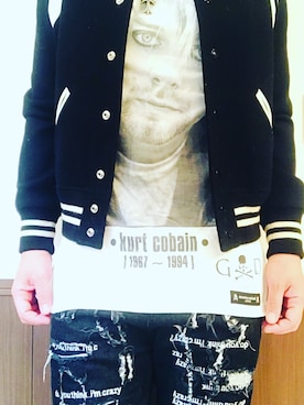 「SAINT LAURENT PARIS（サンローランパリ）のアイテム（スタジャン）」を使った、まぁ坊さん（メンズ・178cm）の秋コーディネート