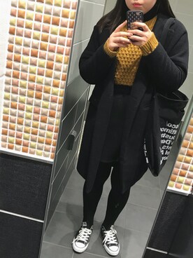 「マスタード」｜「アイテム（チェスターコート）」を使った、miiinaさん（レディース・163cm）の冬コーディネート
