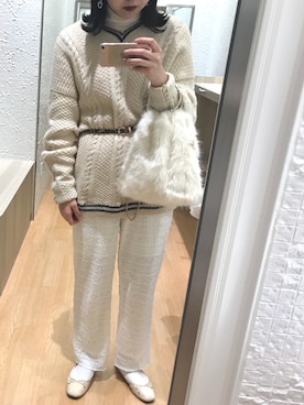 「白ソックス」｜「アイテム（バレエシューズ、ベージュ系）」を使った、miiinaさん（レディース・165cm）の秋コーディネート