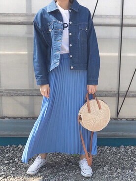 「リエディ」｜「アイテム（デニムジャケット）」を使った、yu___k.7さん（レディース・165cm）の春コーディネート