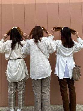 「Kastane（カスタネ）のレーヨンスラックスパンツ３（スラックス）」を使った、moeさん（レディース・159cm）の冬コーディネート