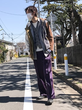 「aie」｜「アイテム（パーカー）」を使った、loupさん（メンズ・180cm）の春コーディネート