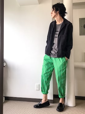 「MANEBU（マネブ）のアイテム（スリッポン）」を使った、loupさん（メンズ・180cm）の秋コーディネート