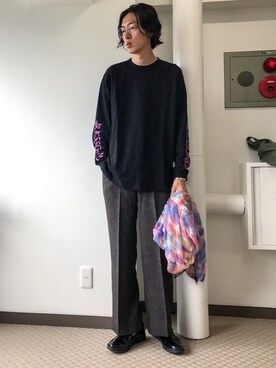 「MANEBU（マネブ）のアイテム（スリッポン）」を使った、loupさん（メンズ・180cm）の秋コーディネート