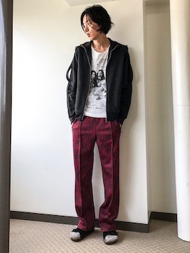 「LAD MUSICIAN（ラッドミュージシャン）のアイテム（ジャージ）」を使った、loupさん（メンズ・180cm）の秋コーディネート