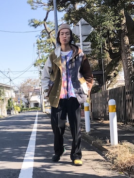 「aie」｜「アイテム（ニットキャップ/ビーニー）」を使った、loupさん（メンズ・180cm）の秋コーディネート