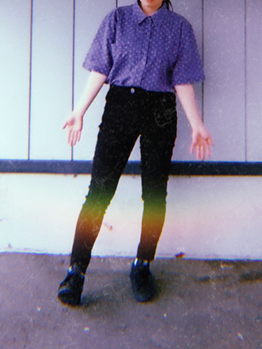 「カジュアルコーデ、ootd、お洒落さんとつながりたい、今日のコーデ、いいね、save、フォローお願いします🤑、スニーカーコーデ、プチプラコーデ」｜「bugleboyのアイテム（シャツ/ブラウス、パープル系）」を使った、わなつ🍓さん（レディース・153cm）の秋コーディネートの1枚目の写真