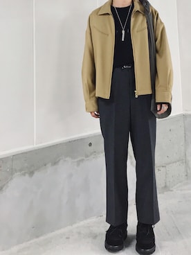 「NEONSIGN（ネオンサイン）のアイテム（ブルゾン）」を使った、zumaさん（メンズ・170cm）の秋コーディネート