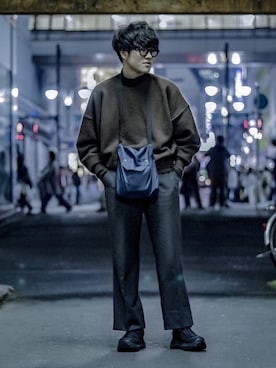 「LANVIN（ランバン）のアイテム（パンツ）」を使った、zumaさん（メンズ・170cm）の冬コーディネート