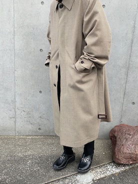 「stein（シュタイン）のアイテム（ステンカラーコート）」を使った、zumaさん（メンズ・170cm）の冬コーディネート