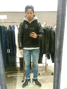 「Subciety（サブサエティ）のアイテム（スタジャン）」を使った、aotoさん（メンズ・166cm）の冬コーディネート