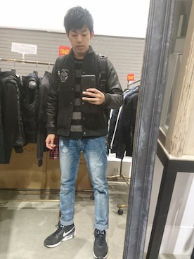 「Subciety（サブサエティ）のアイテム（スタジャン）」を使った、aotoさん（メンズ・166cm）の冬コーディネート