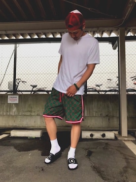 「TMT（ティーエムティー）のアイテム（帽子）」を使った、ヤッスーさん（メンズ・178cm）の夏コーディネート