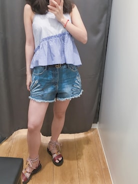 「DAZZLE（ダズル）のアイテム」を使った、胖胖胖丁さん（レディース・155cm）の夏コーディネート