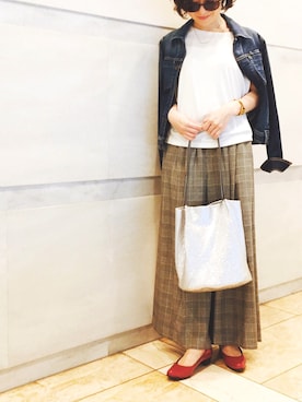 「YANUK（ヤヌーク）のアイテム（ジャケット/アウター）」を使った、miiさん（レディース・151cm）の春コーディネート