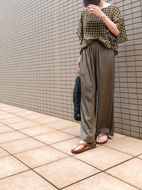 MUSE de Deuxieme Classe シルクサテンギャザーワイドパンツ