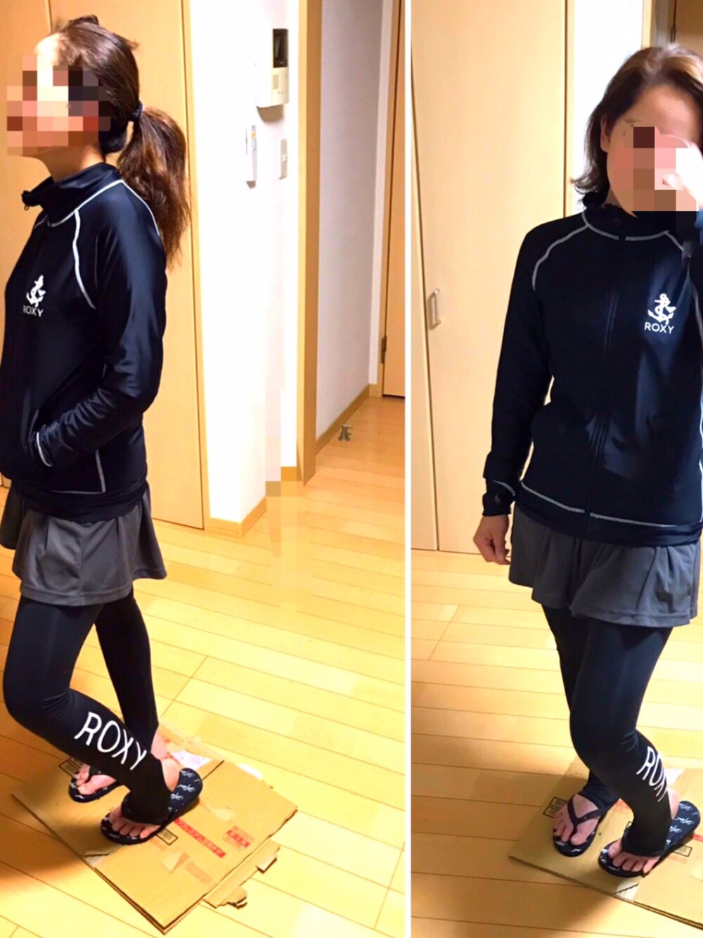 「プール、海、西海岸、タイツ、アウトレット」｜「ROXYのアイテム（パーカー、ブラック系）」を使った、ぽんまなさん（レディース・162cm）の春コーディネートの1枚目の写真
