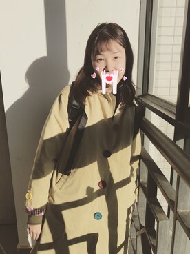「TYAKASHAのアイテム（ピーコート）」を使った、吴东璟さん（レディース・161cm）の冬コーディネート