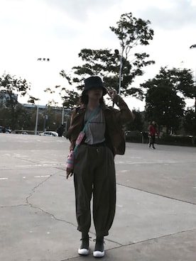 「MUJI Labo（ムジラボ）のアイテム（キャップ）」を使った、吴东璟さん（レディース・161cm）の春コーディネート