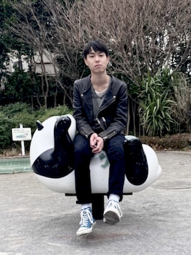 「blackmeans（ブラックミーンズ）のアイテム（ジャケット/アウター）」を使った、SAYさん（メンズ・177cm）の春コーディネート