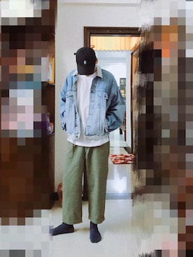 「RIPNDIP（リップンディップ）のアイテム（キャップ）」を使った、lamさん（メンズ・178cm）の冬コーディネート